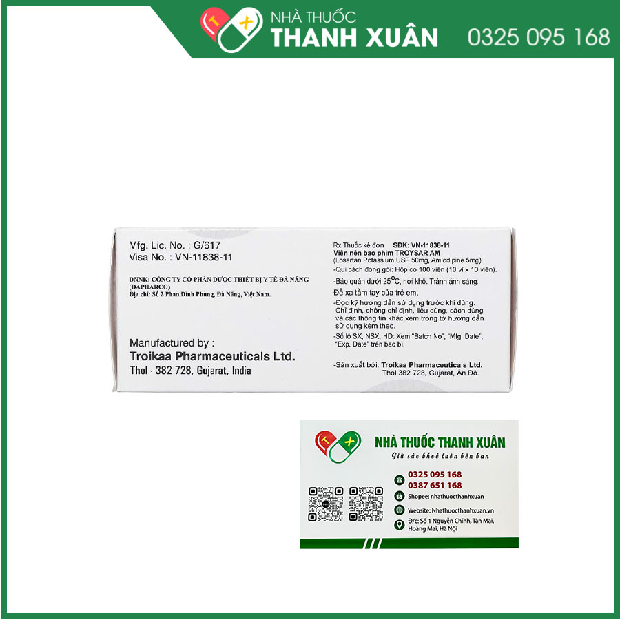 Troysar AM thuốc điều trị tăng huyết áp, đau thắt ngực
